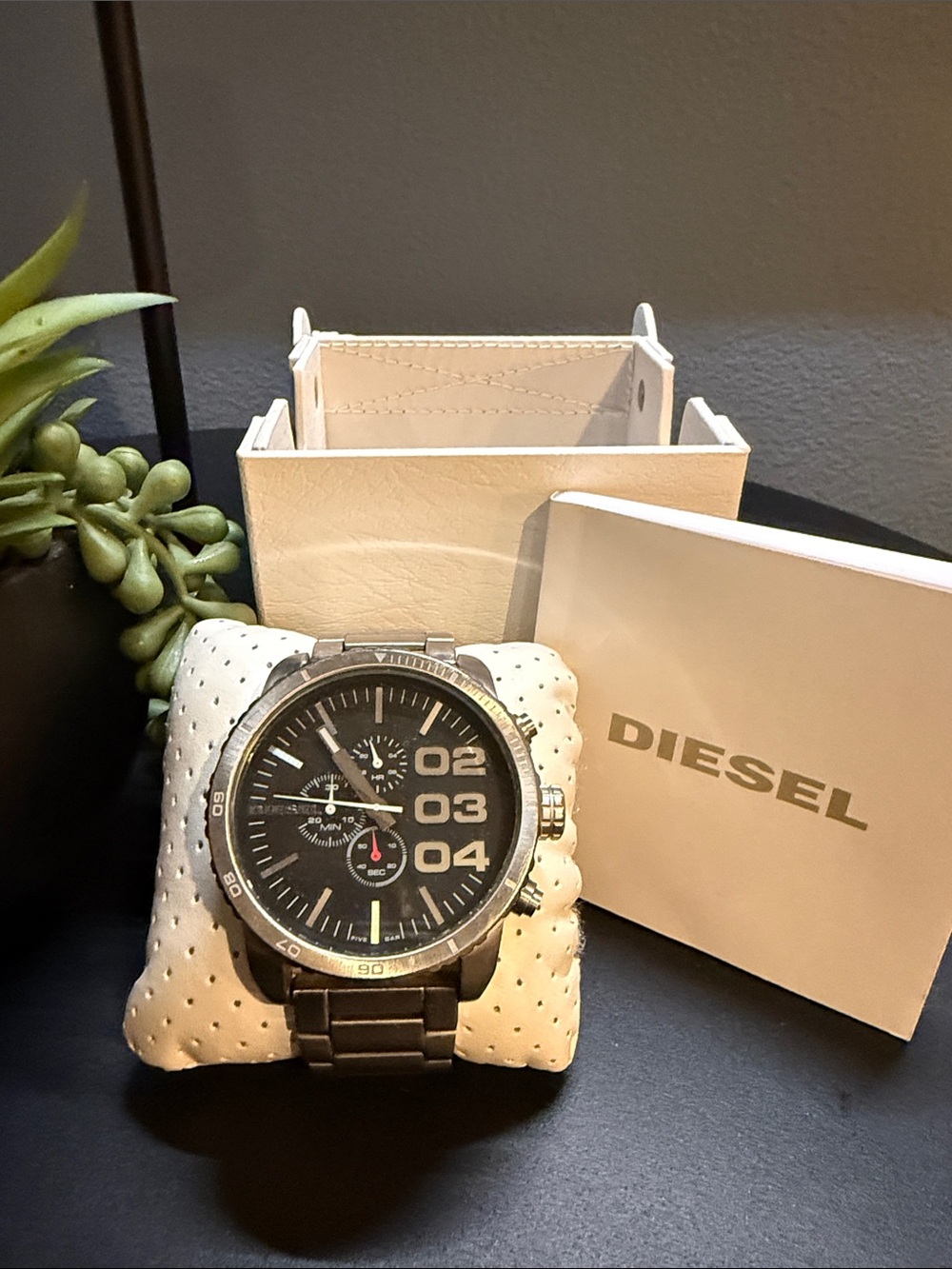 Diesel Silver-Tone Bracelet Black Dial Chronograph Watch